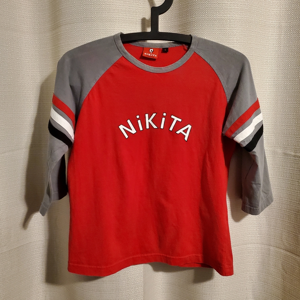 (4/$20) Nikita Boys Red & Grey 3/4 Sleeve Shirt